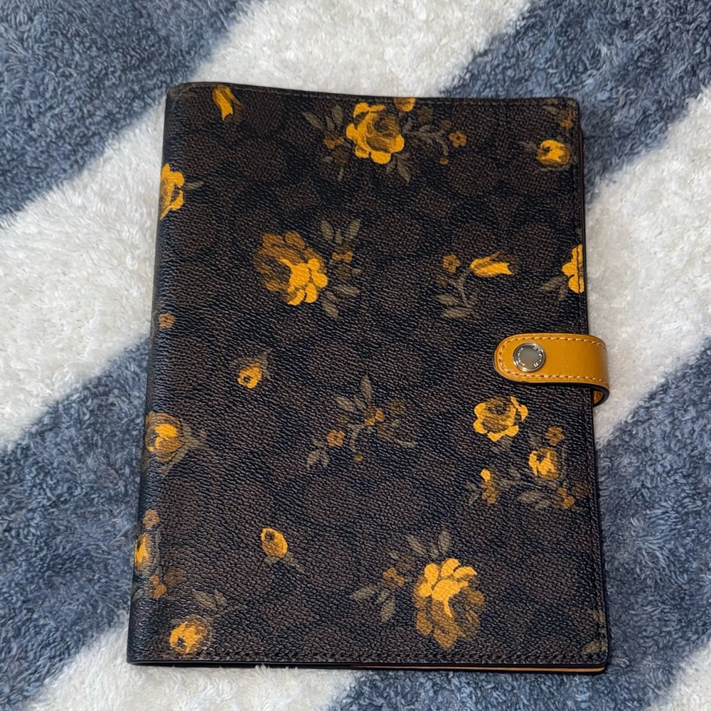 Coach Floral Notebook Cover in Brown and Yellow